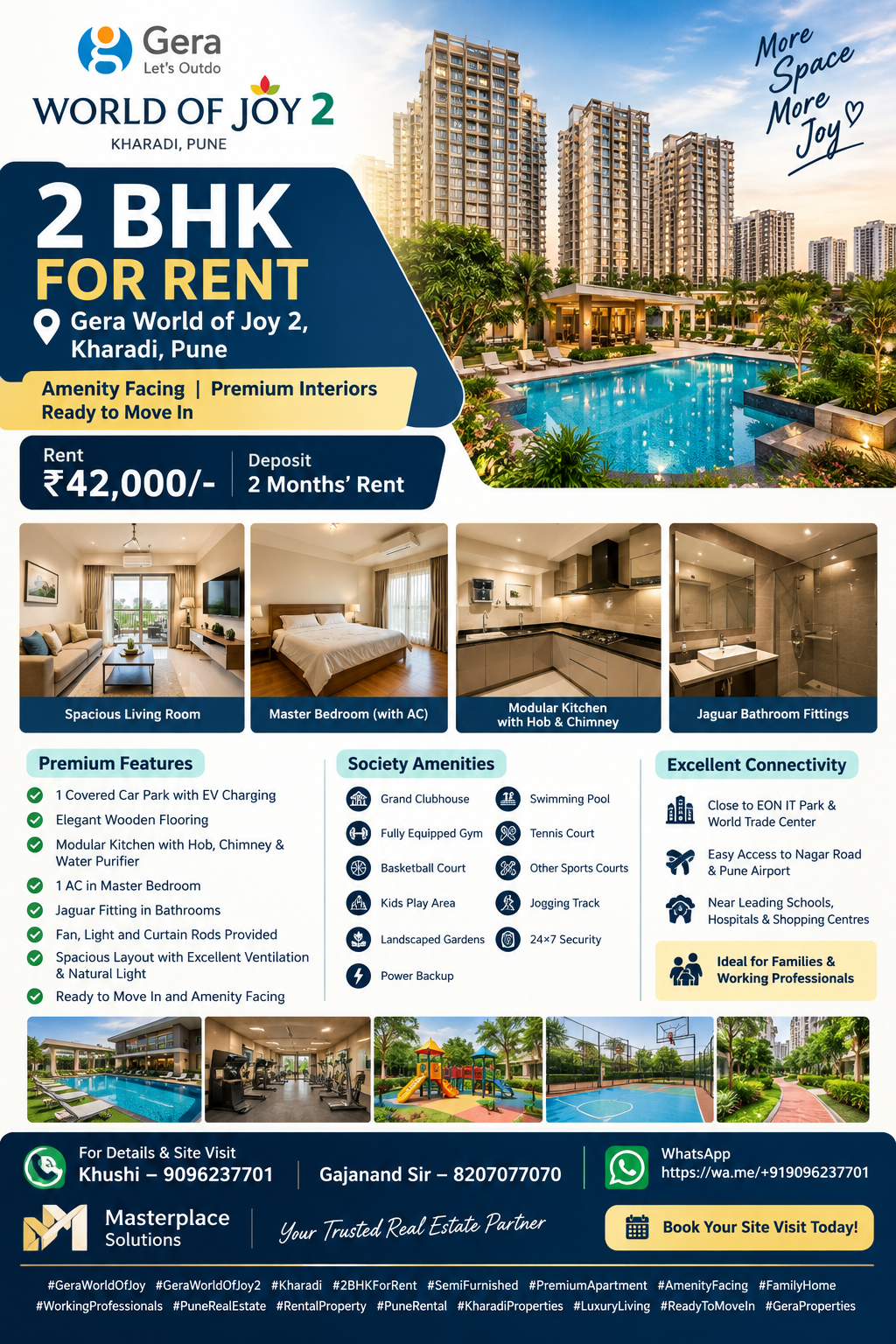 ๐กโจ PREMIUM 2 BHK FOR RENT โ GERA WORLD OF JOY 2 โจ๐ก - Photo 1