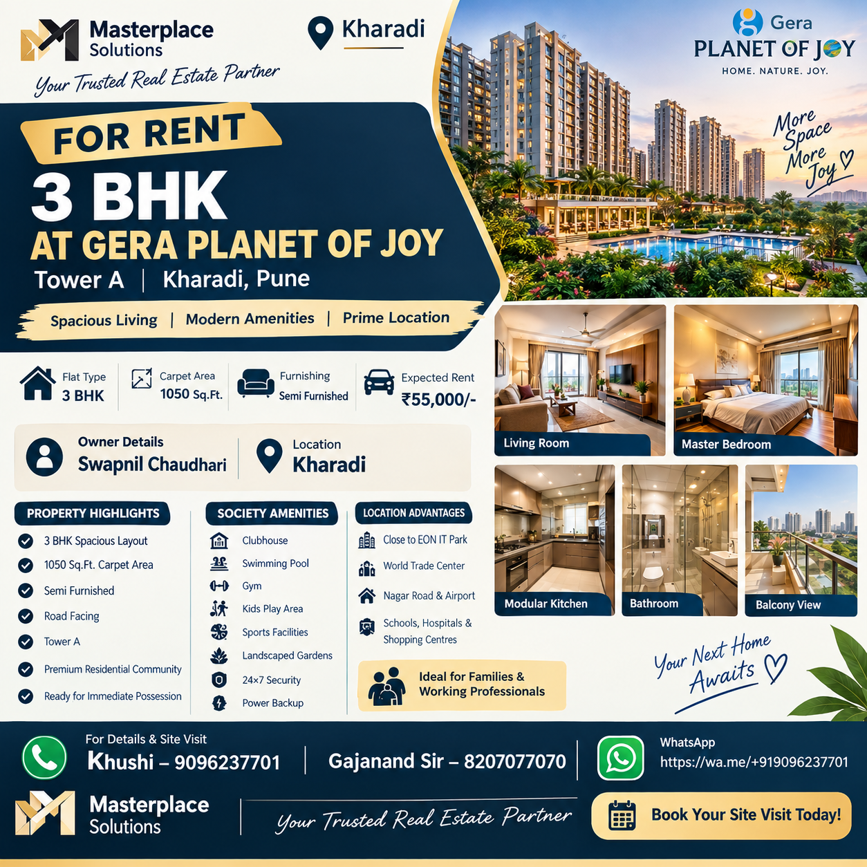 🏡✨ 3 BHK SEMI-FURNISHED FLAT FOR RENT ✨🏡 - Image 1
